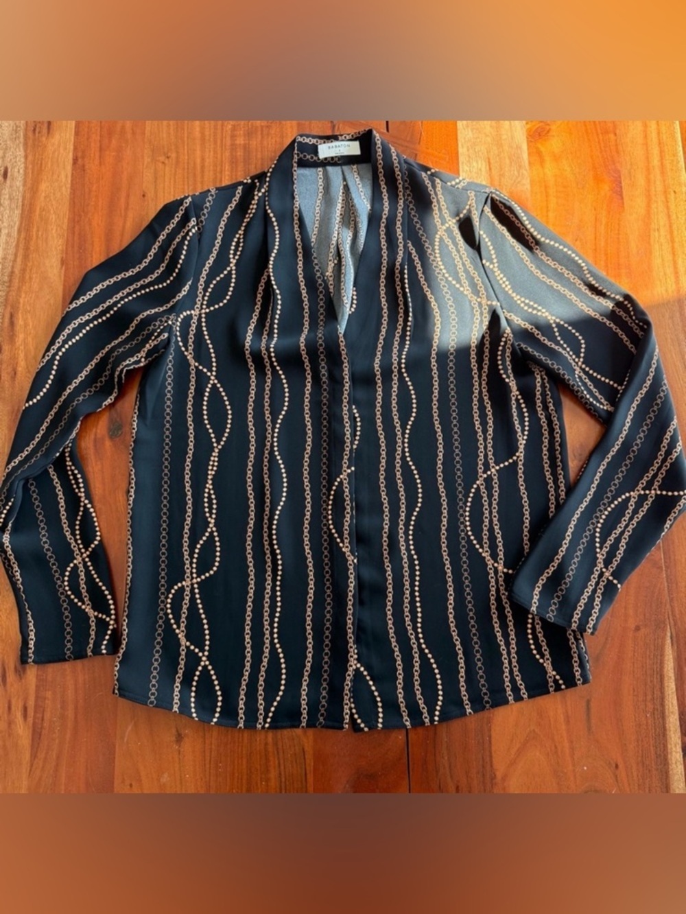 Babaton Black and Gold Chain Blouse